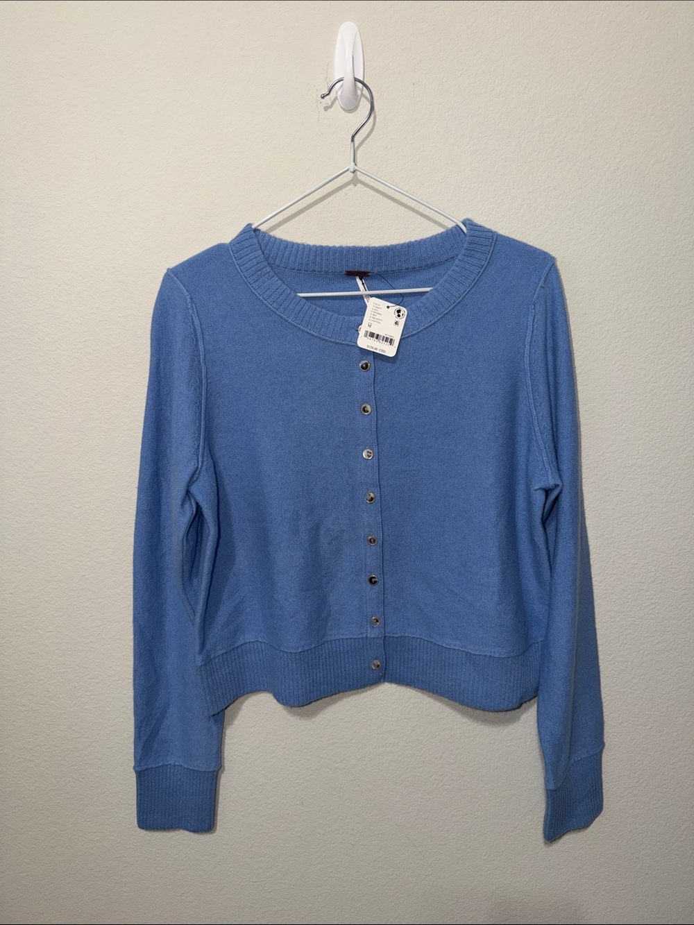 Free People cashmere blend Light Blue Button-Up Cropped Cardigan